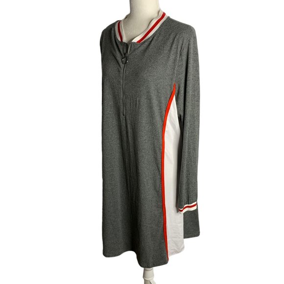 Vintage 90s Hot Kiss Sporty Athletic Dress 3XL Grey Long Sleeve Zip Knee Length - Picture 3 of 6